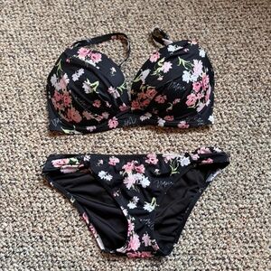 Floral Black Bikini Set